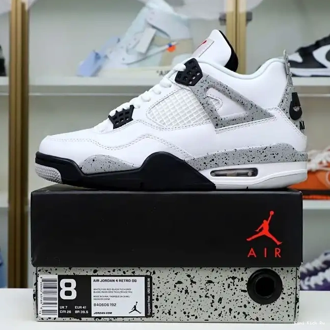White Jordan 4 Kimikick Retro Air Cement 0328